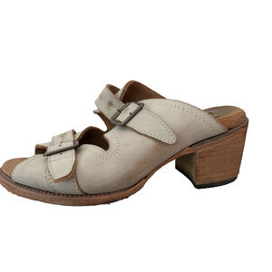 Freebird Caprice Sandals Mules Women's 9 Distressed Leather Buckle Boho Gray